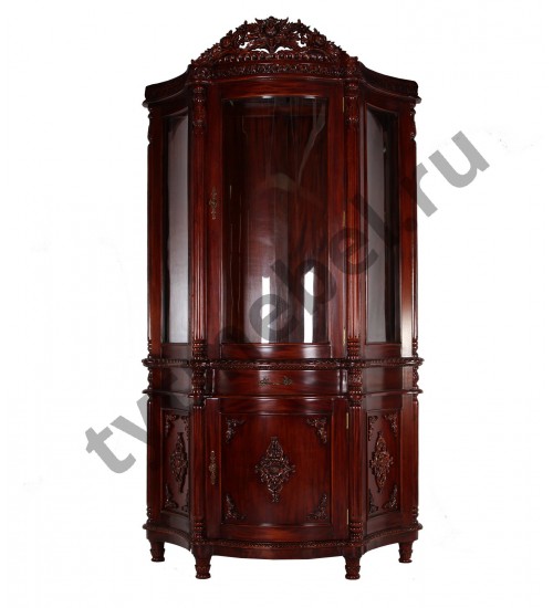 CABI-001 Витрина однодверная (массив красного дерева) Antique 130x50x230 см, цвет: вишня